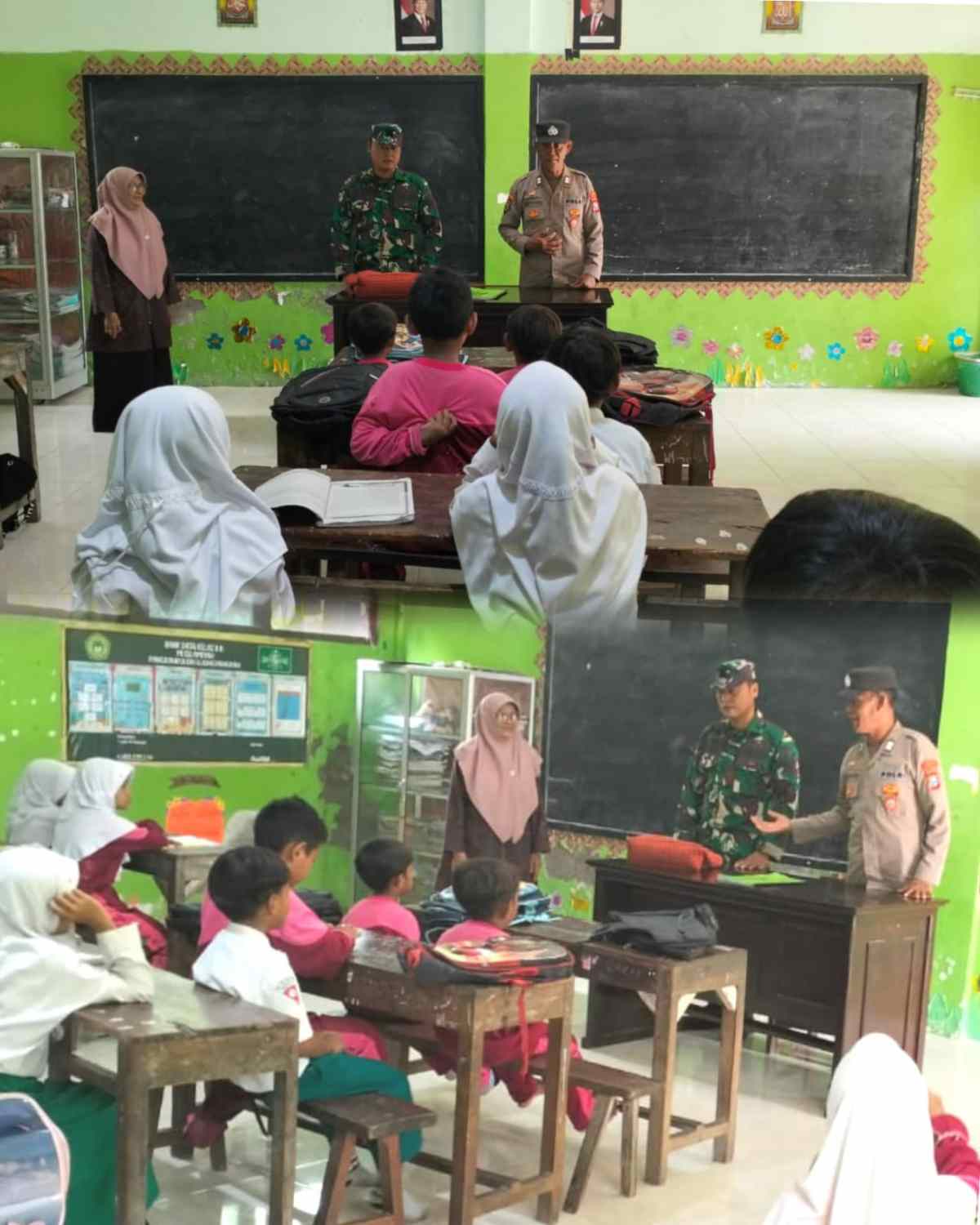 Babinsa Koramil Ujungpangkah Tanamkan Wawasan Kebangsaan kepada Siswa SD Almuniroh 