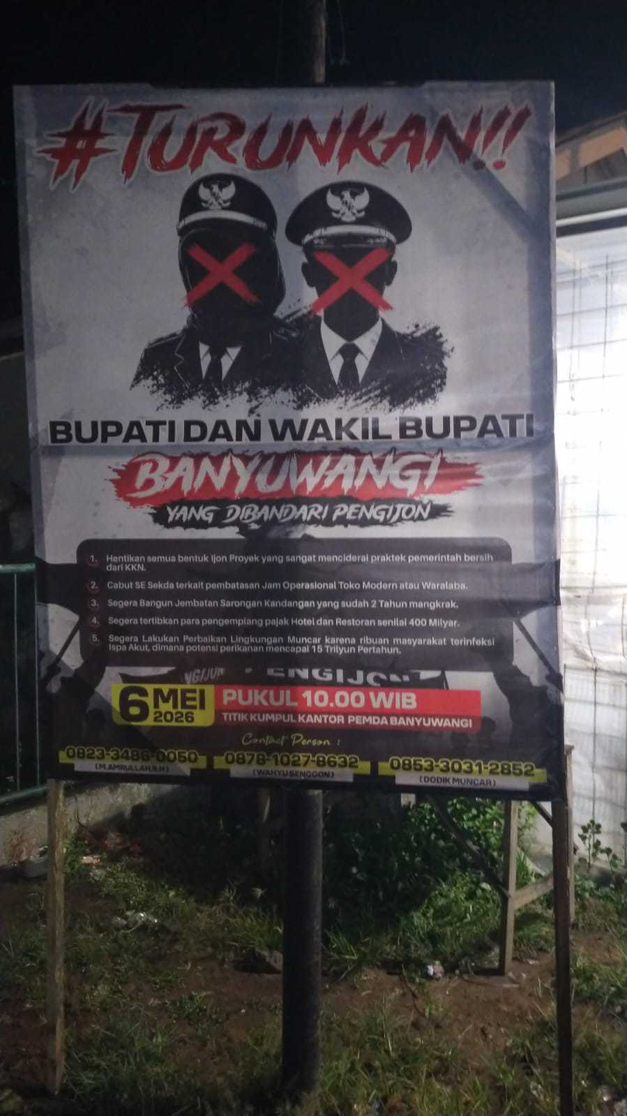 Beredar Spanduk" Turunkan Bupati dan Wakil Bupati Banyuwangi, Puskaptis Bakal "Turun Gunung"*