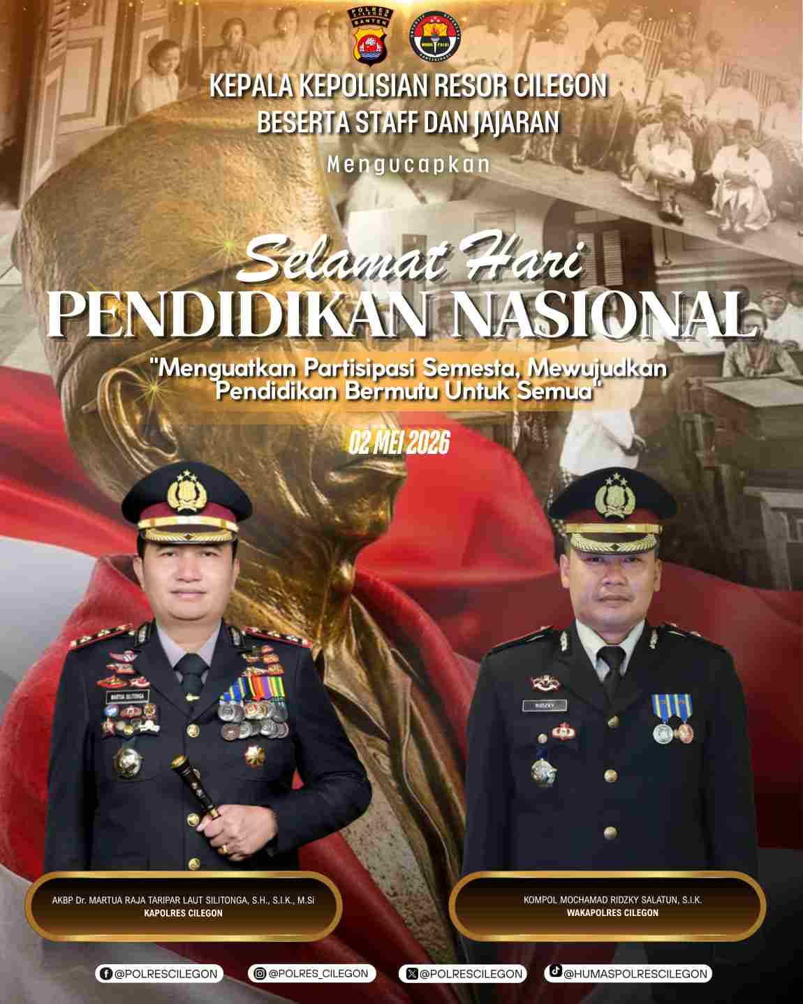 Kapolres Cilegon mengucapkan Selamat Hari Pendidikan Nasional, Perkuat Dukungan terhadap Pendidikan Berkualitas