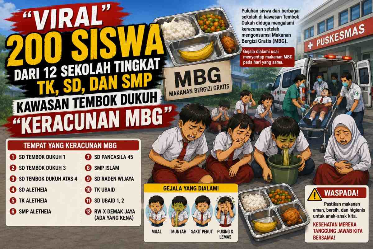 VIRAL" 200 Siswa Dari 12 Sekolah Tingkat TK, SD, dan SMP Kawasan Tembok Dukuh "Keracunan MBG"!!!